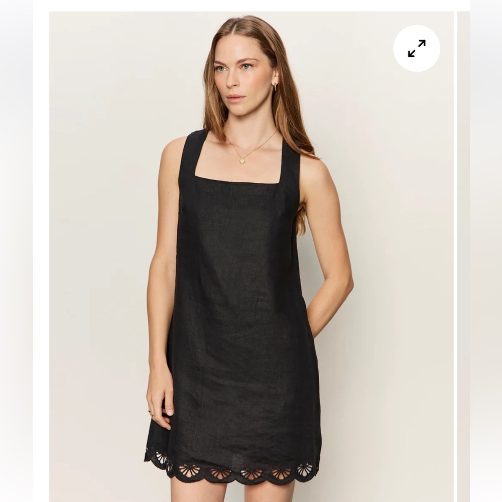 Sanctuary Black Square-Neck Linen Midi Dress